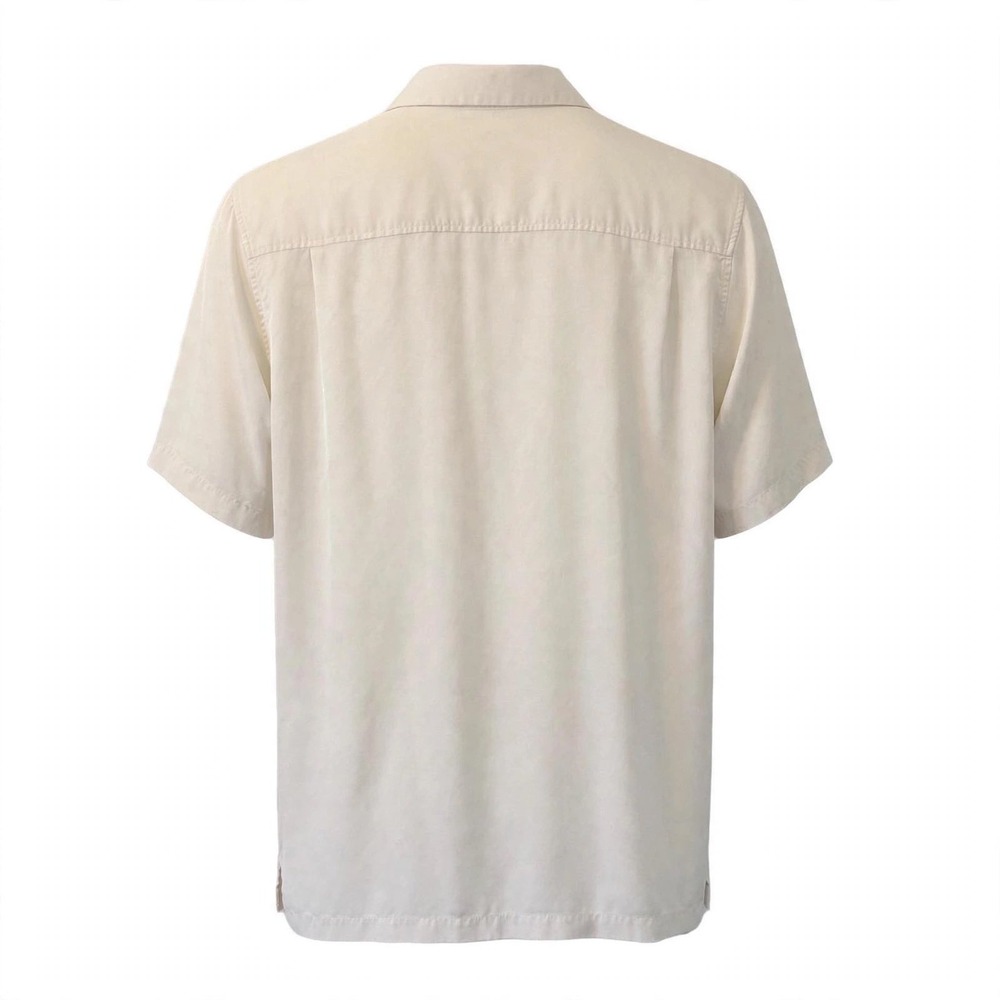 Tommy Bahama Island Zone Mens Silk Blend Short Sleeve Button Up Shirt XXL Cream - Picture 3 of 7